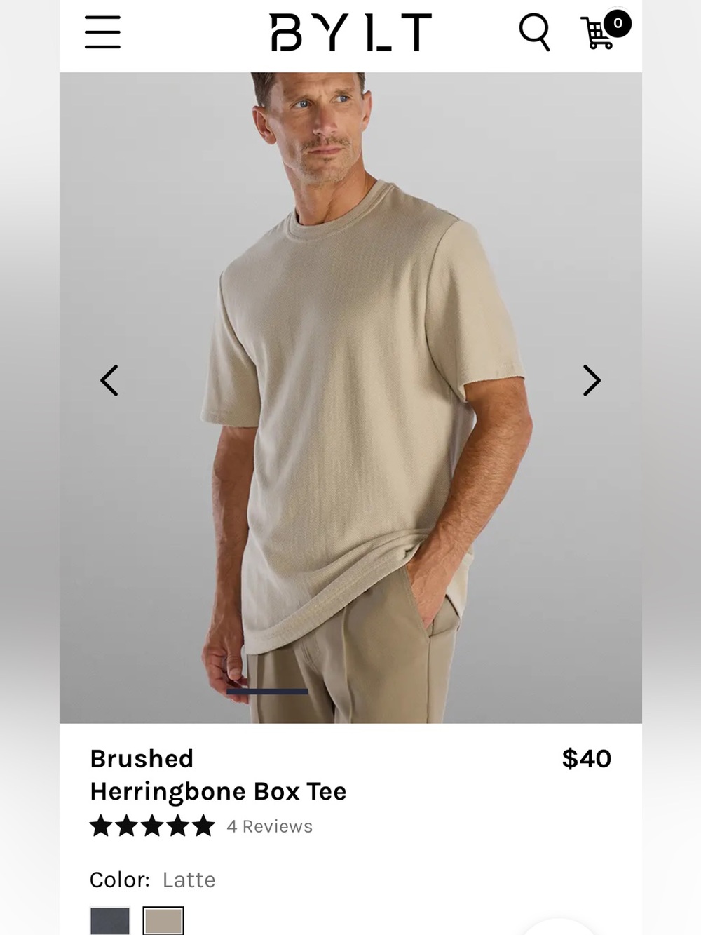 BYLT Basics Brushed Herringbone Box Tee - Latte